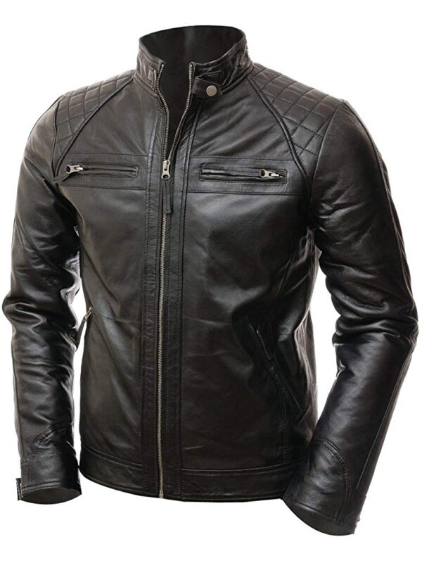 Mens Black Cafe Racer - Leather 4 Ever