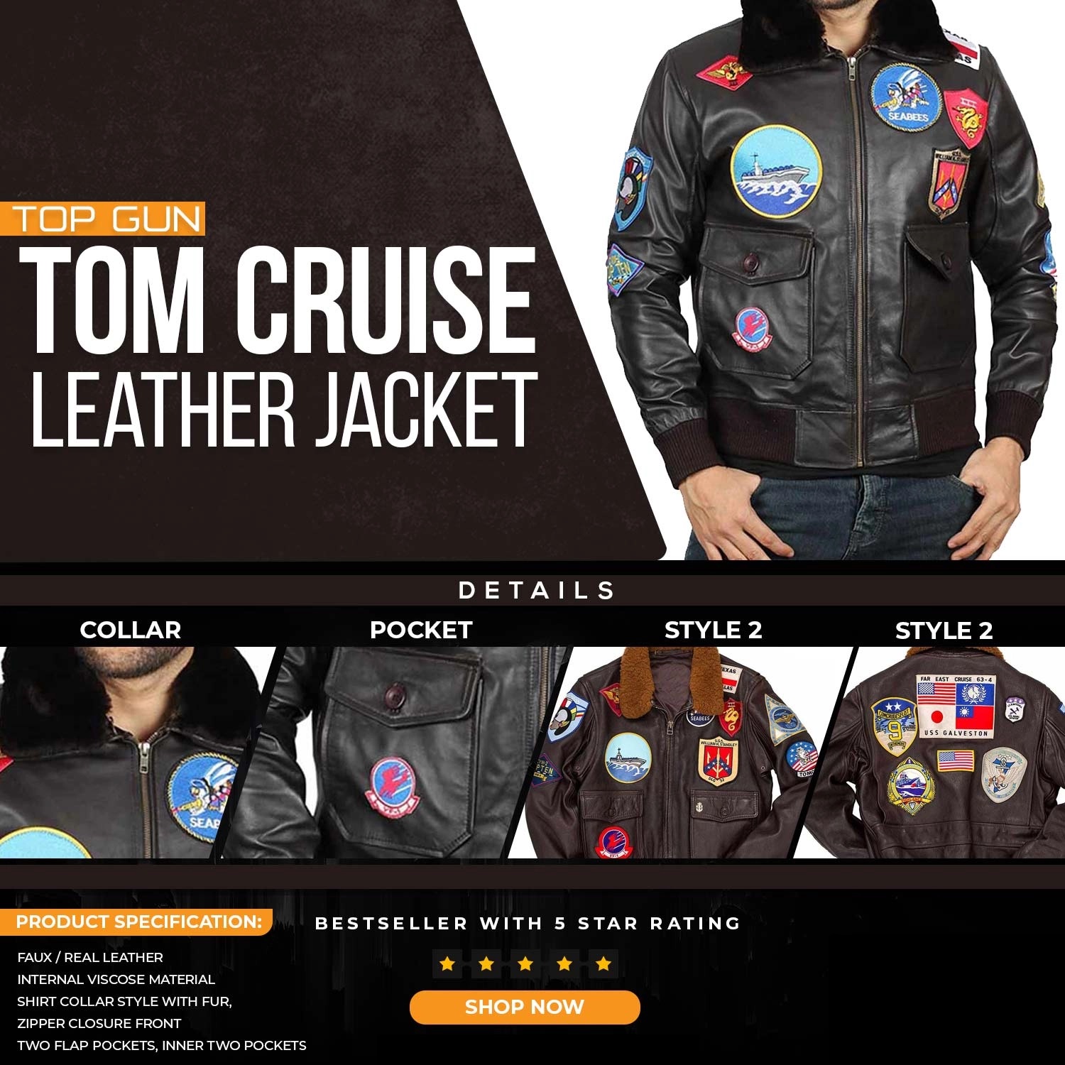 Tom Cruise Top Gun Maverick Jacket Leather Movie Bomber Costume ...