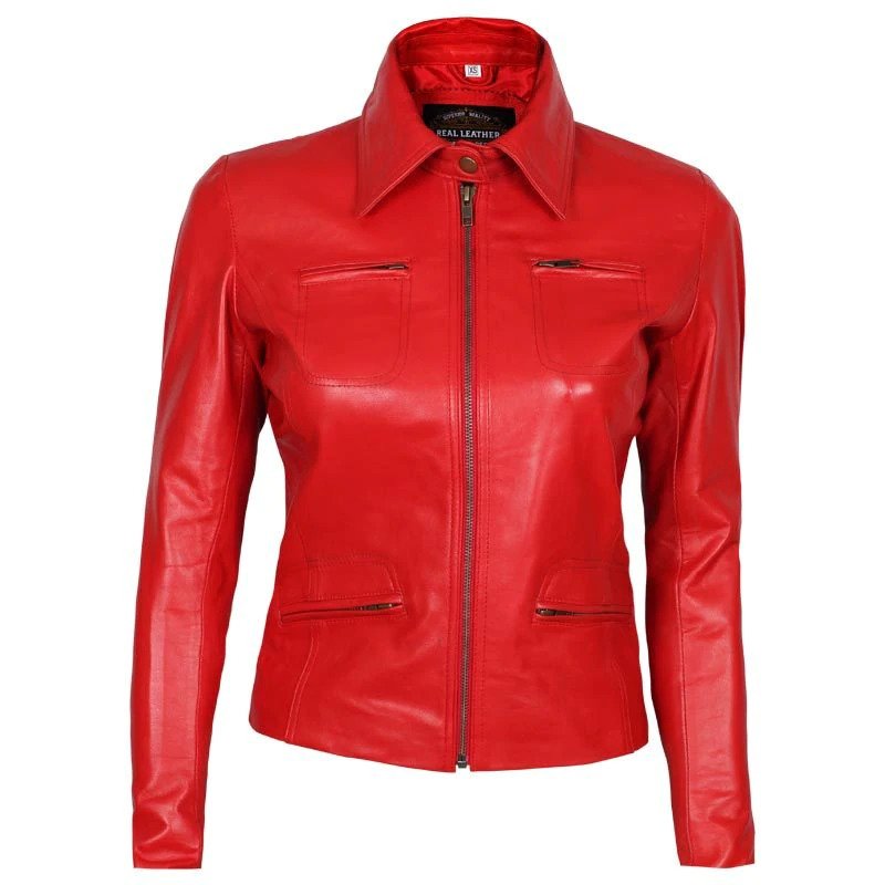 emman swan red leather jacket
